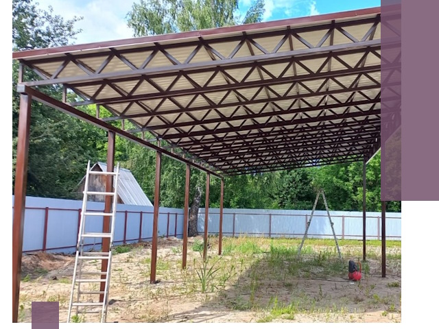 Односкатные навесы под ключ в Оренбурге — изготовление и монтаж