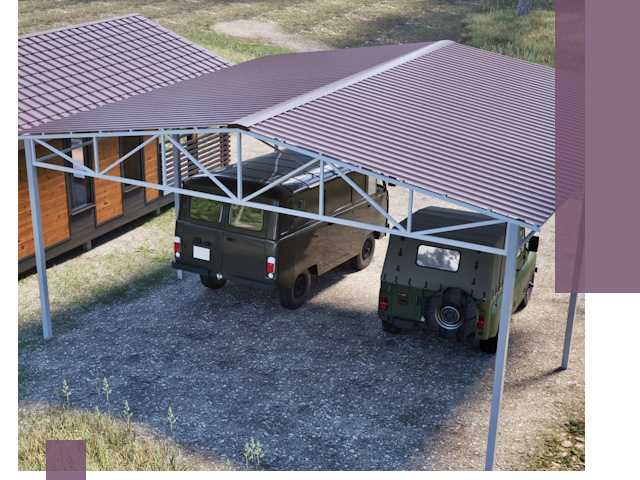 Двускатные навесы под ключ в Оренбурге — изготовление и монтаж